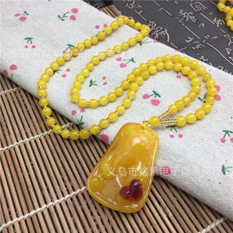 Running Rivers and Lakes Meeting Sale Gift Blue Light Beeswax Necklace Men's and Women's Long Accessories Sweater Chain Clothing Wholesale