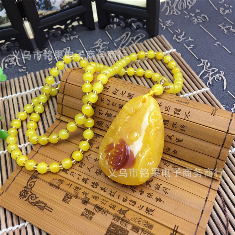 Running Rivers and Lakes Meeting Sale Gift Blue Light Beeswax Necklace Men's and Women's Long Accessories Sweater Chain Clothing Wholesale