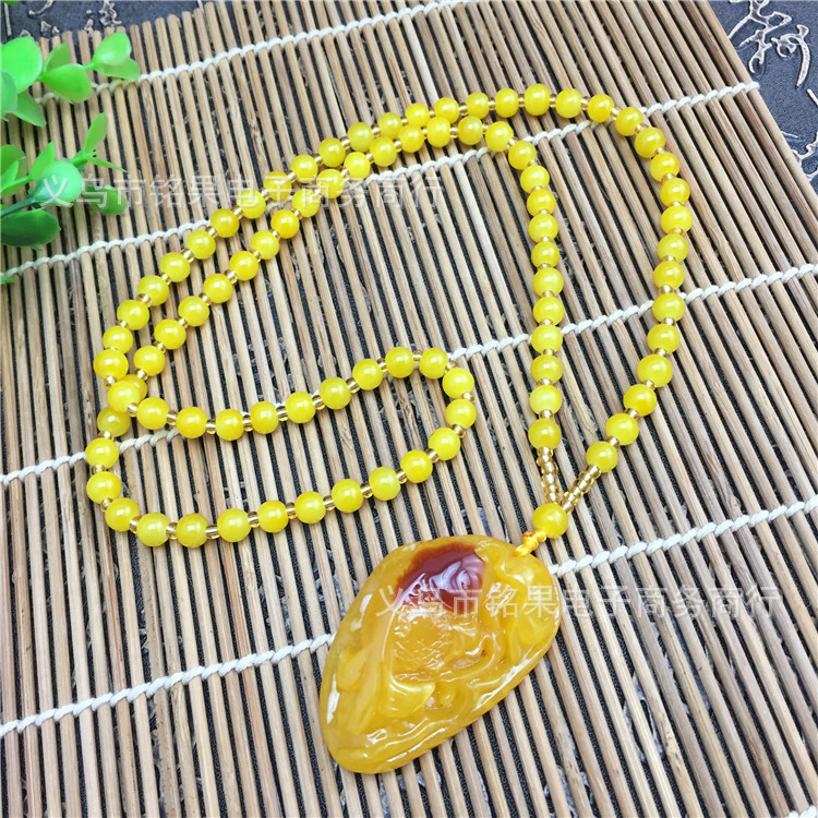 Running Rivers and Lakes Meeting Sale Gift Blue Light Beeswax Necklace Men's and Women's Long Accessories Sweater Chain Clothing Wholesale