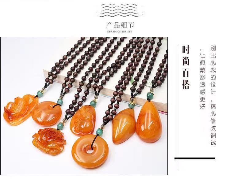 Stall Scenic Spot New Ethnic Style Beaded Imitation Beeswax Sweater Chain Jewelry Vintage Accessories Pendant Women's Necklace