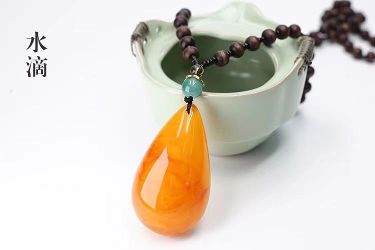 Stall Scenic Spot New Ethnic Style Beaded Imitation Beeswax Sweater Chain Jewelry Vintage Accessories Pendant Women's Necklace