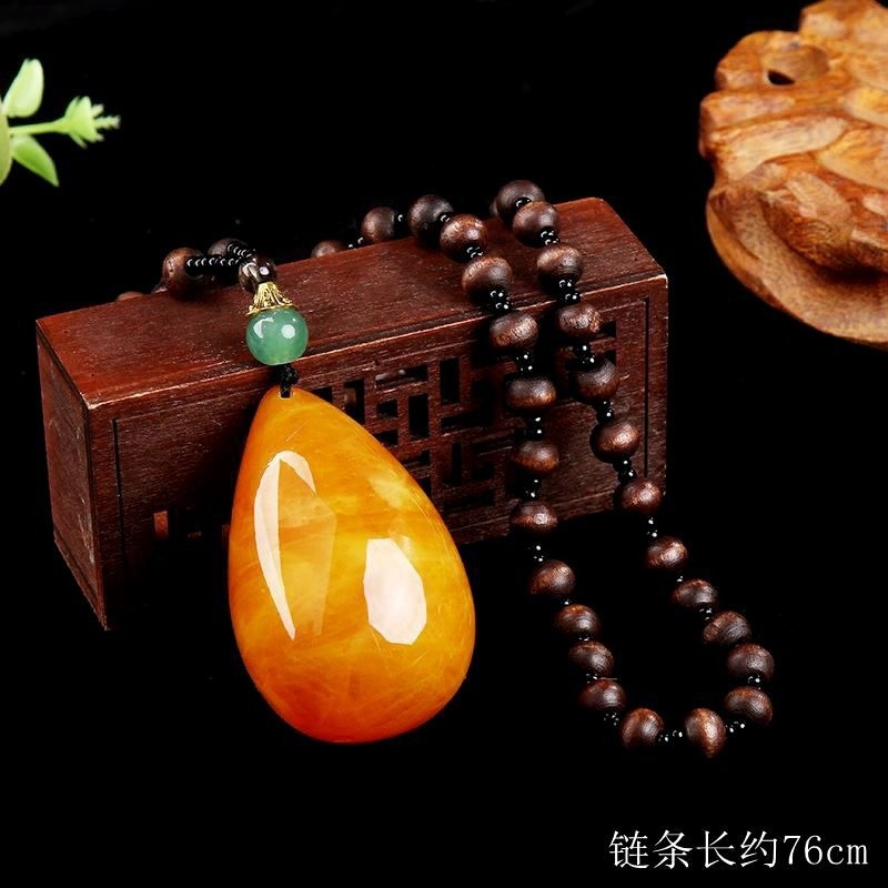 Stall Scenic Spot New Ethnic Style Beaded Imitation Beeswax Sweater Chain Jewelry Vintage Accessories Pendant Women's Necklace