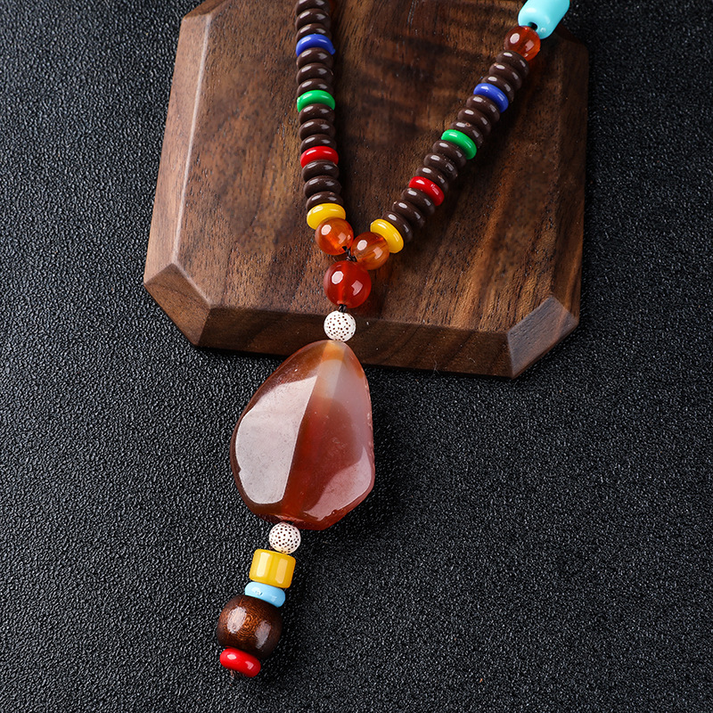 Imitation Beeswax Pendant Women's Long Autumn/Winter Sweater Chain Stall Necklace Door Frame Pendant Artistic Ethnic Style Jewelry