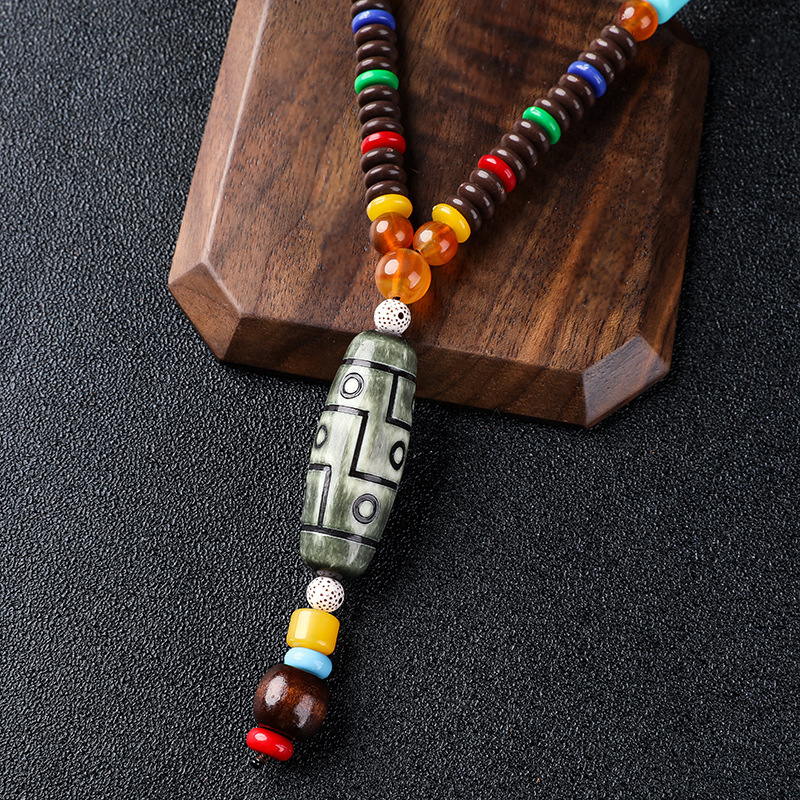 Imitation Beeswax Pendant Women's Long Autumn/Winter Sweater Chain Stall Necklace Door Frame Pendant Artistic Ethnic Style Jewelry
