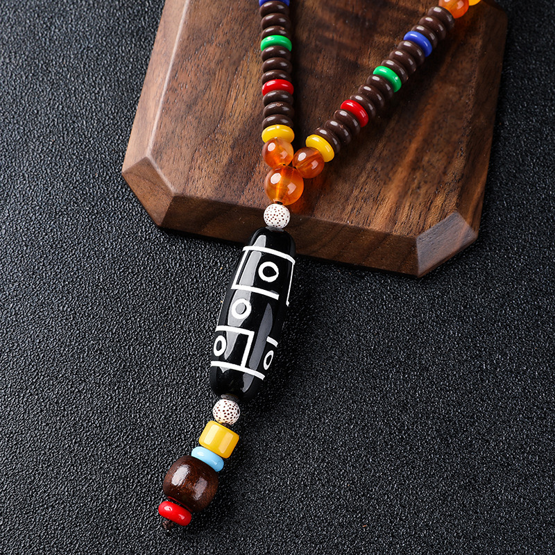 Imitation Beeswax Pendant Women's Long Autumn/Winter Sweater Chain Stall Necklace Door Frame Pendant Artistic Ethnic Style Jewelry