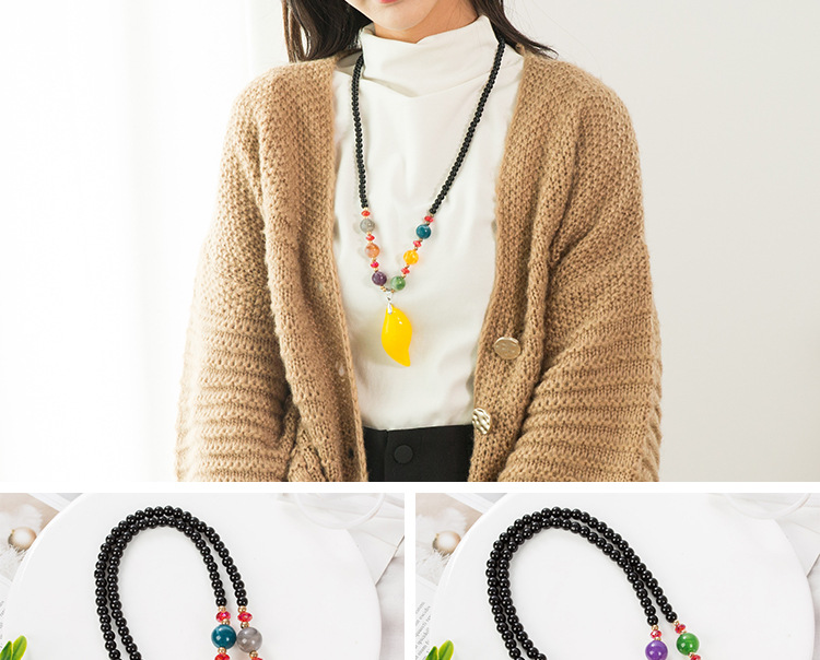 Sweater Chain Women's Autumn and Winter All-Match Long Necklace Women's Fashion Cross-Border New Accessories Popular Pendant Imitation Beeswax Pendant