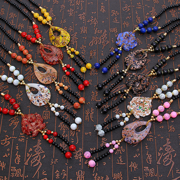 New High Imitation Beeswax Sweater Chain Fashion Wild Ethnic Style Creative Retro Beeswax Beeswax Female Necklace Accessories