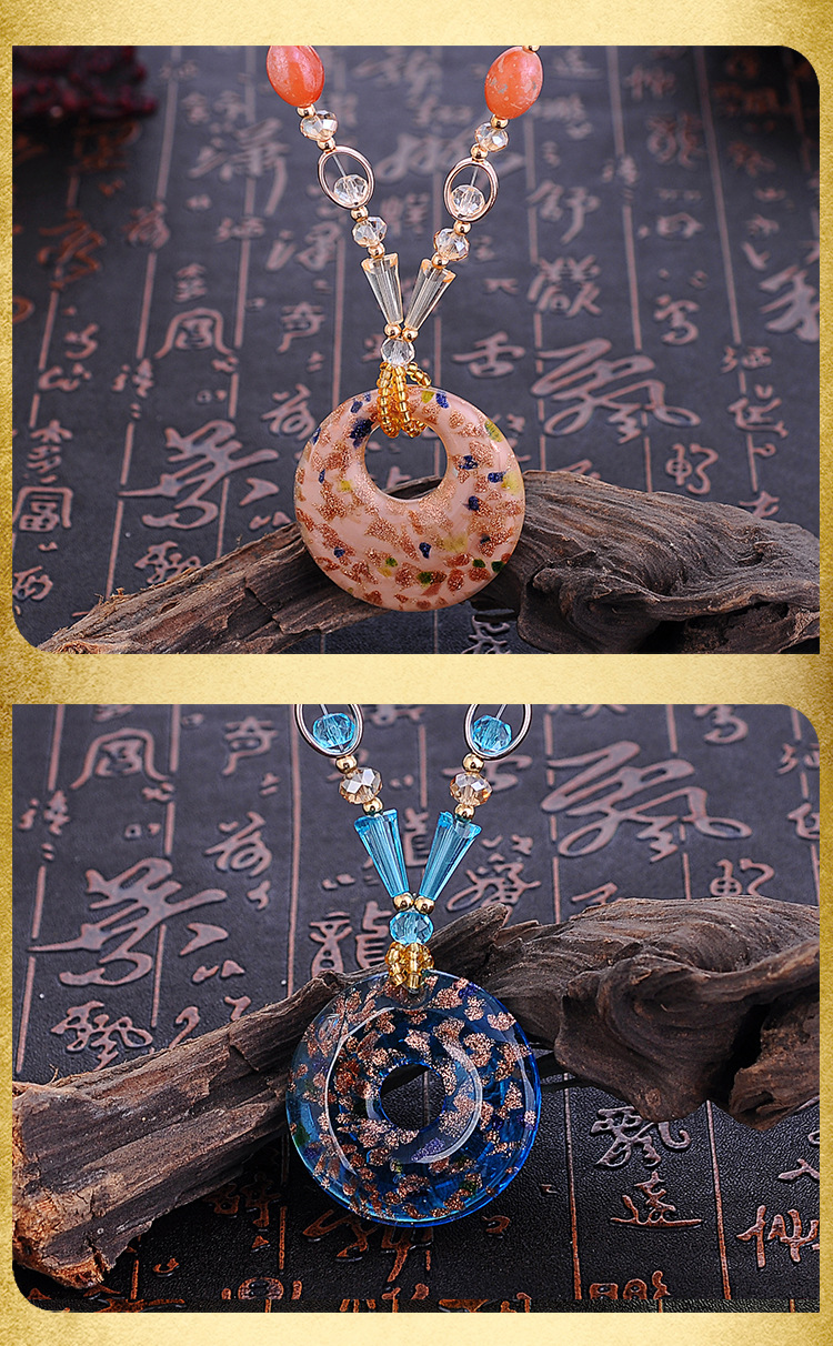 New High Imitation Beeswax Sweater Chain Fashion Wild Ethnic Style Creative Retro Beeswax Beeswax Female Necklace Accessories