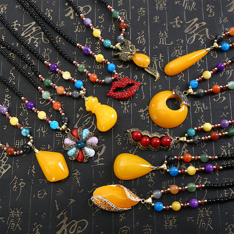 Women&#039;s Necklace Wholesale New Beeswax Sweater Chain Long Ethnic Style Sweater Chain Wild Creative Gift Wholesale