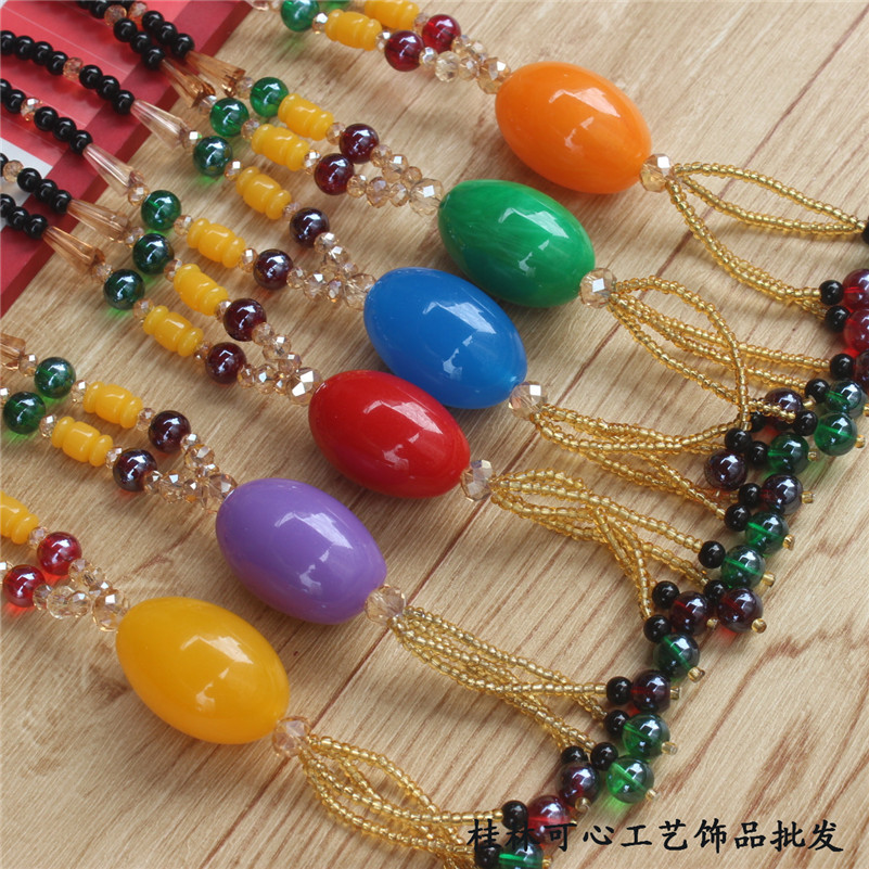 Ethnic Style Retro Long Beeswax Sweater Chain Large Pendant Antique Pendant Necklace for Women Retro Pendant Accessories Wholesale