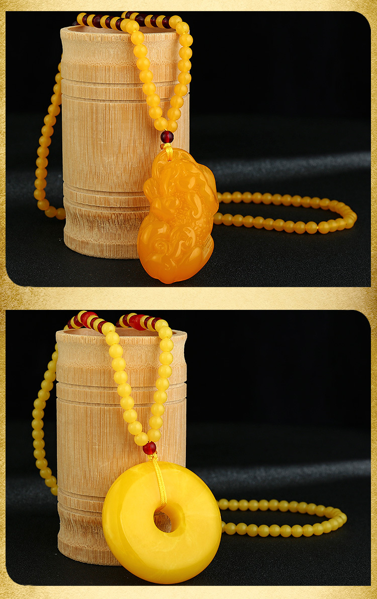 Factory Direct Sales Ethnic Style Imitation Beeswax Sweater Chain Long Hot Sale at Scenic Spot Long Beeswax Necklace E-Commerce Small Gift