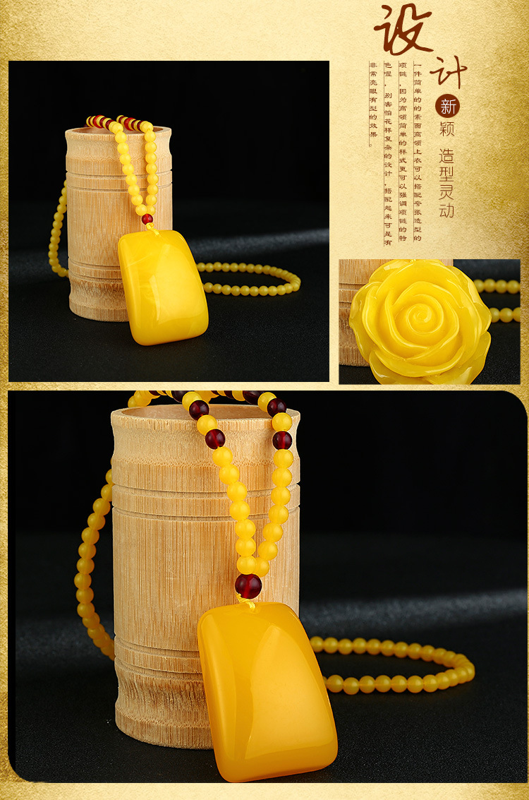Factory Direct Sales Ethnic Style Imitation Beeswax Sweater Chain Long Hot Sale at Scenic Spot Long Beeswax Necklace E-Commerce Small Gift