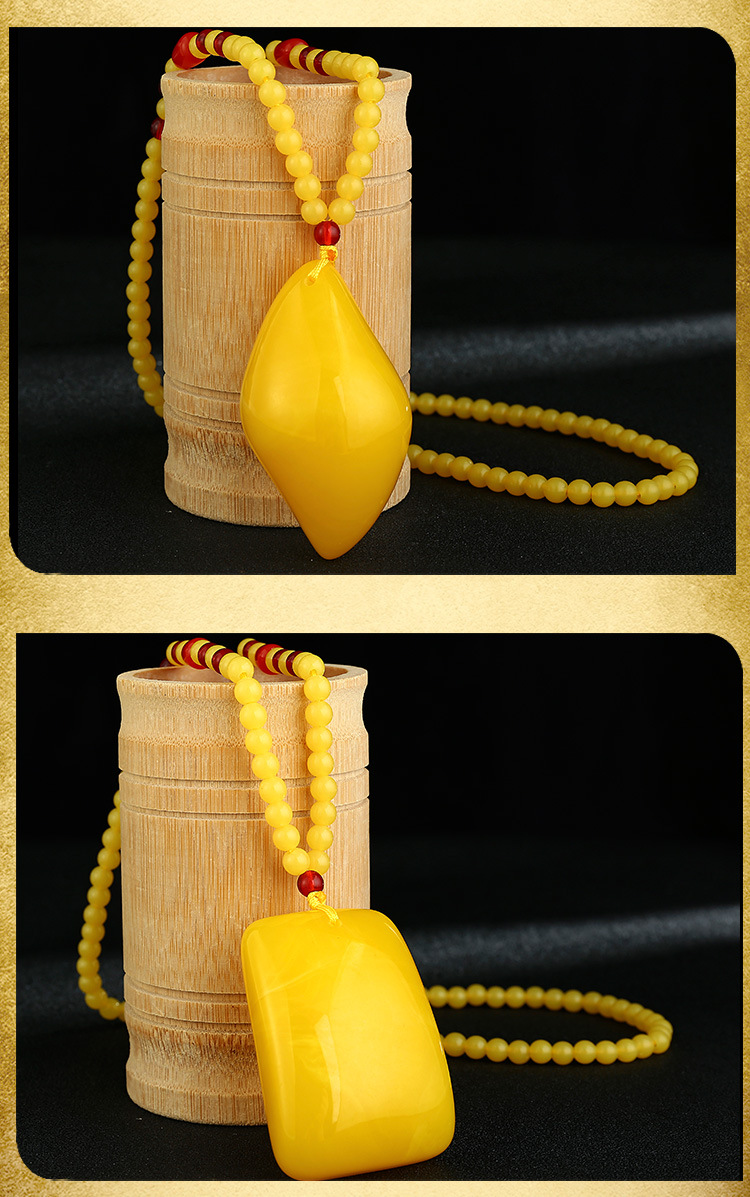 Factory Direct Sales Ethnic Style Imitation Beeswax Sweater Chain Long Hot Sale at Scenic Spot Long Beeswax Necklace E-Commerce Small Gift