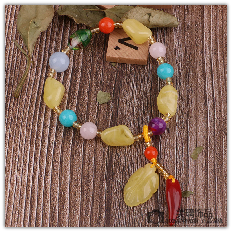 Natural beeswax bracelet with the shape of multi - this single - ring crystal hand string ethnic wind ornaments getting out