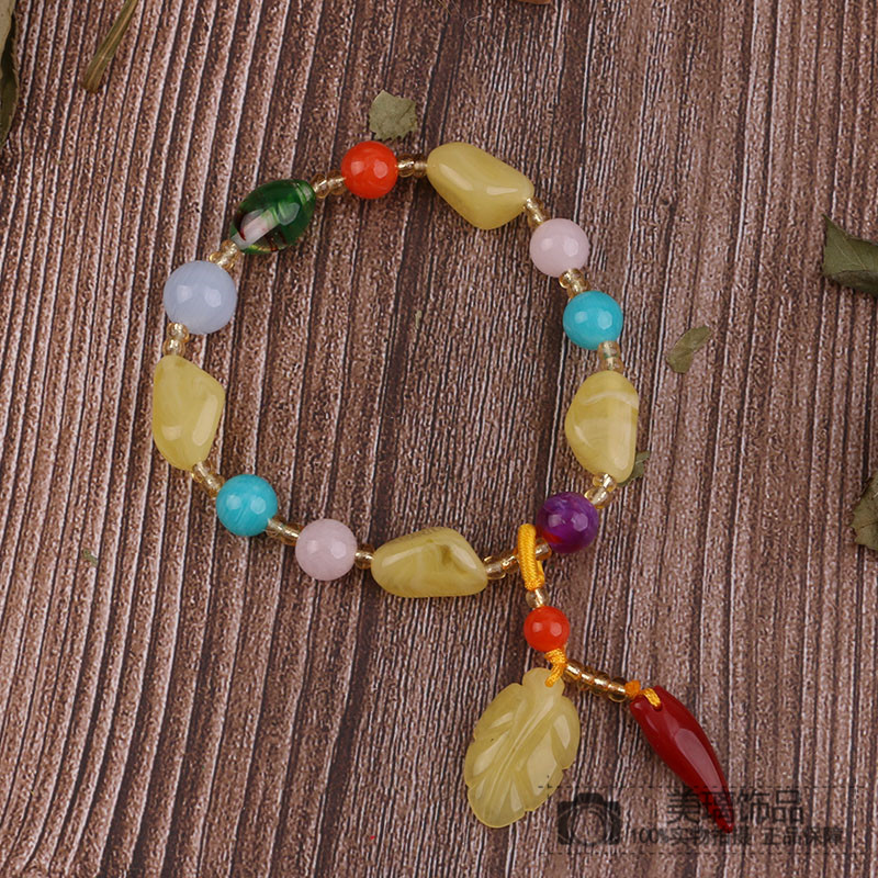 Natural beeswax bracelet with the shape of multi - this single - ring crystal hand string ethnic wind ornaments getting out