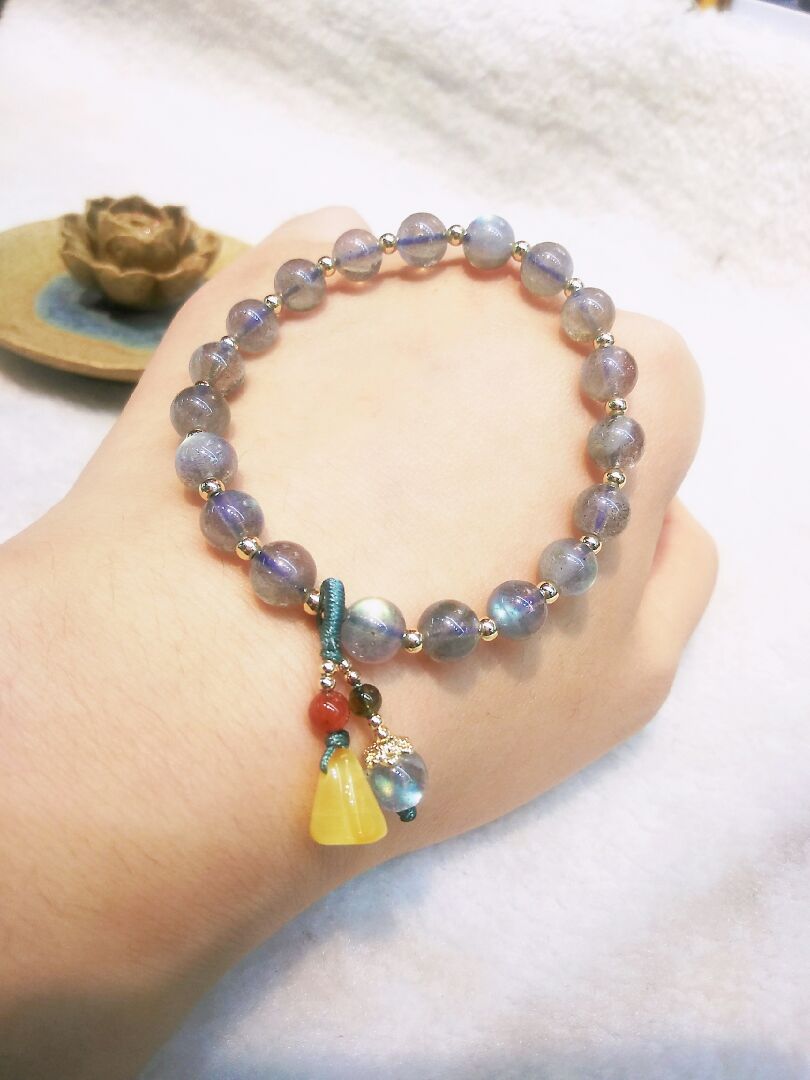 Natural crystal grey moonshine stone original create bracelet accessories raw mineral beeswax tourmaline Natural crystal grey moonshine stone original create bracelet accessories raw mineral beeswax tourmaline