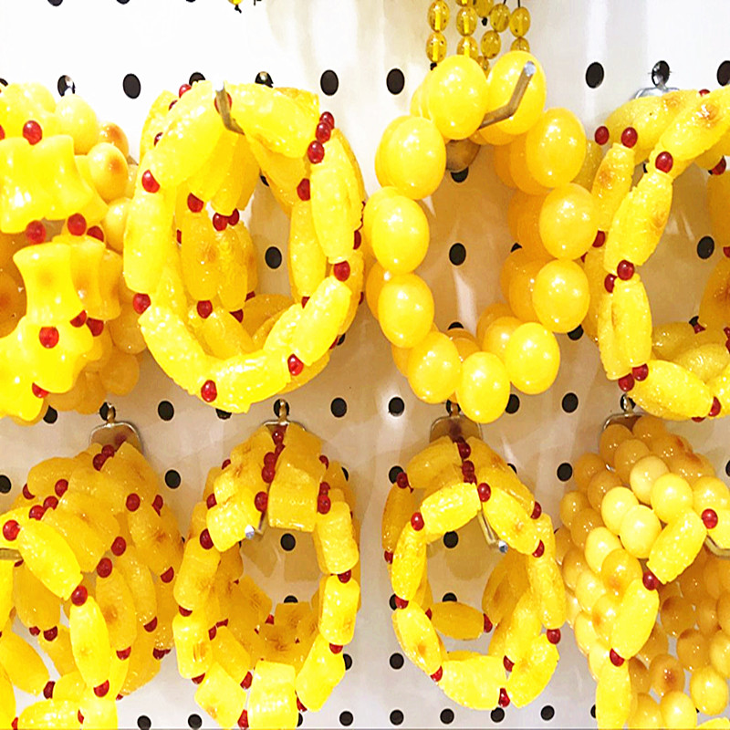 Chicken oil yellow amber Beeswax Hand String Bracelet for men and women with the form of money