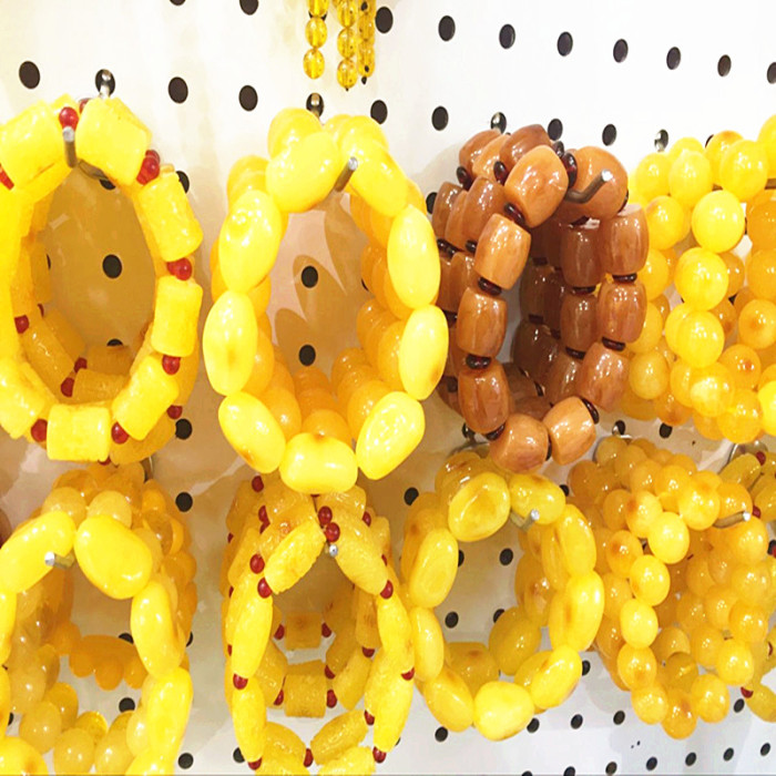 Chicken oil yellow amber Beeswax Hand String Bracelet for men and women with the form of money