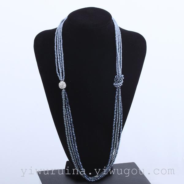 Europe and the United States popular foreign trade jewelry imitation pearl crystal alloy diamond ball necklace lady sweater chain Europe and the United States popular foreign trade jewelry imitation pearl crystal alloy diamond ball necklace lady sweater chain