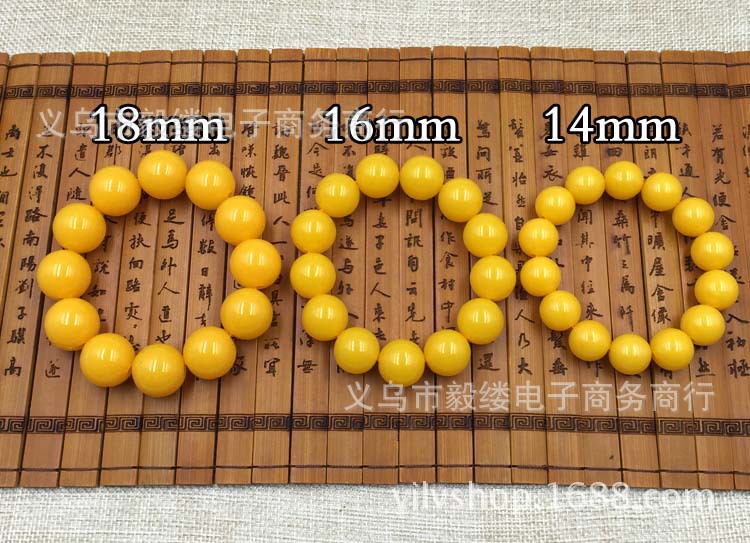 Gift Hot Sale Yellow Chicken Grease High Imitation Natural Beeswax Bead Amber Bracelet 18mm 16mm 14mm Buddha Beads Bracelet