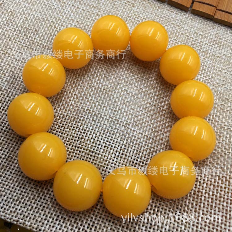 Gift Hot Sale Yellow Chicken Grease High Imitation Natural Beeswax Bead Amber Bracelet 18mm 16mm 14mm Buddha Beads Bracelet