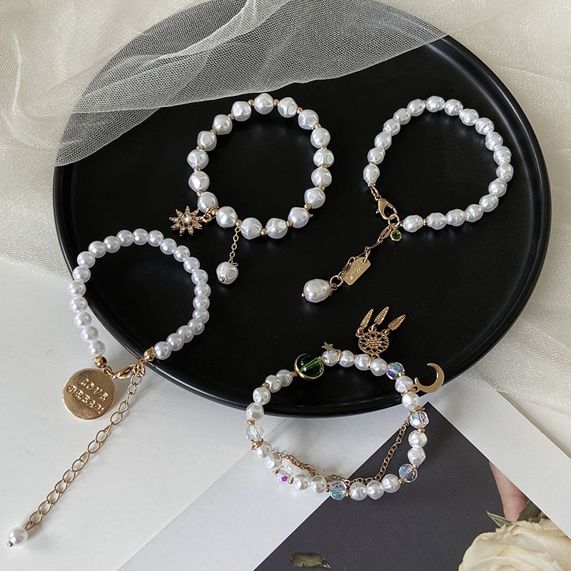 Korean New Fashion Sweet Simple Double-Layer Pearl Bracelet Combination Ins Style Mori Style Trendy All-Match Jewelry Women