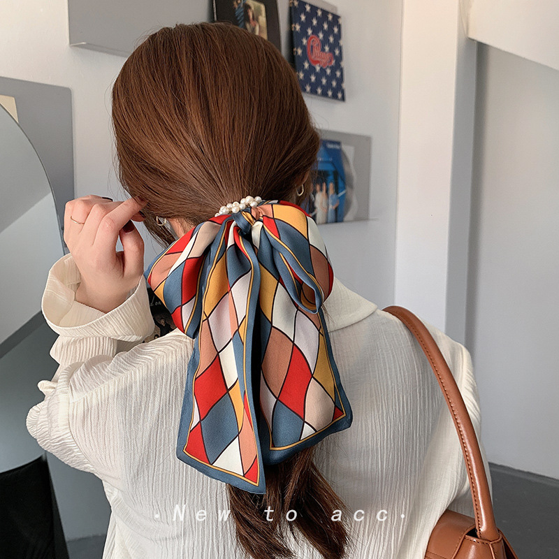 Pearl Hairtie Rubber Band Hair Band Korean Style Large Intestine Hair Rope Lace Strap Bow Hair Accessories Headdress Flower Small Jewelry