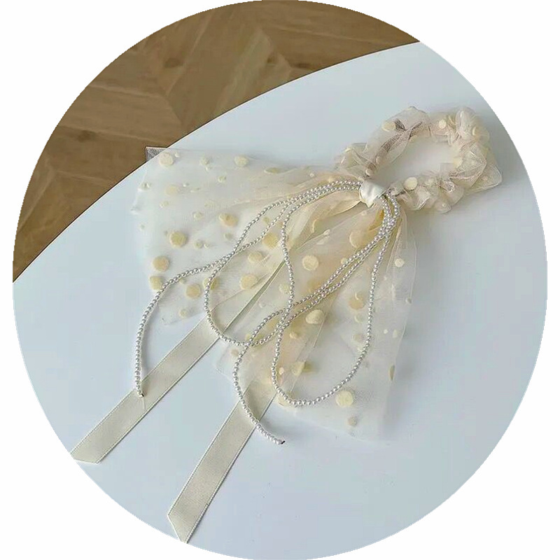 Pearl Hairtie Rubber Band Hair Band Korean Style Large Intestine Hair Rope Lace Strap Bow Hair Accessories Headdress Flower Small Jewelry