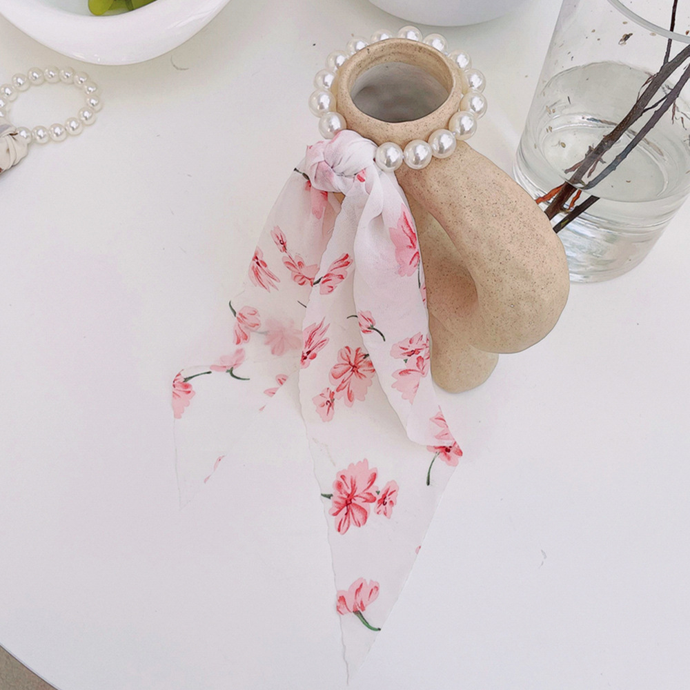 Pearl Hairtie Rubber Band Hair Band Korean Style Large Intestine Hair Rope Lace Strap Bow Hair Accessories Headdress Flower Small Jewelry