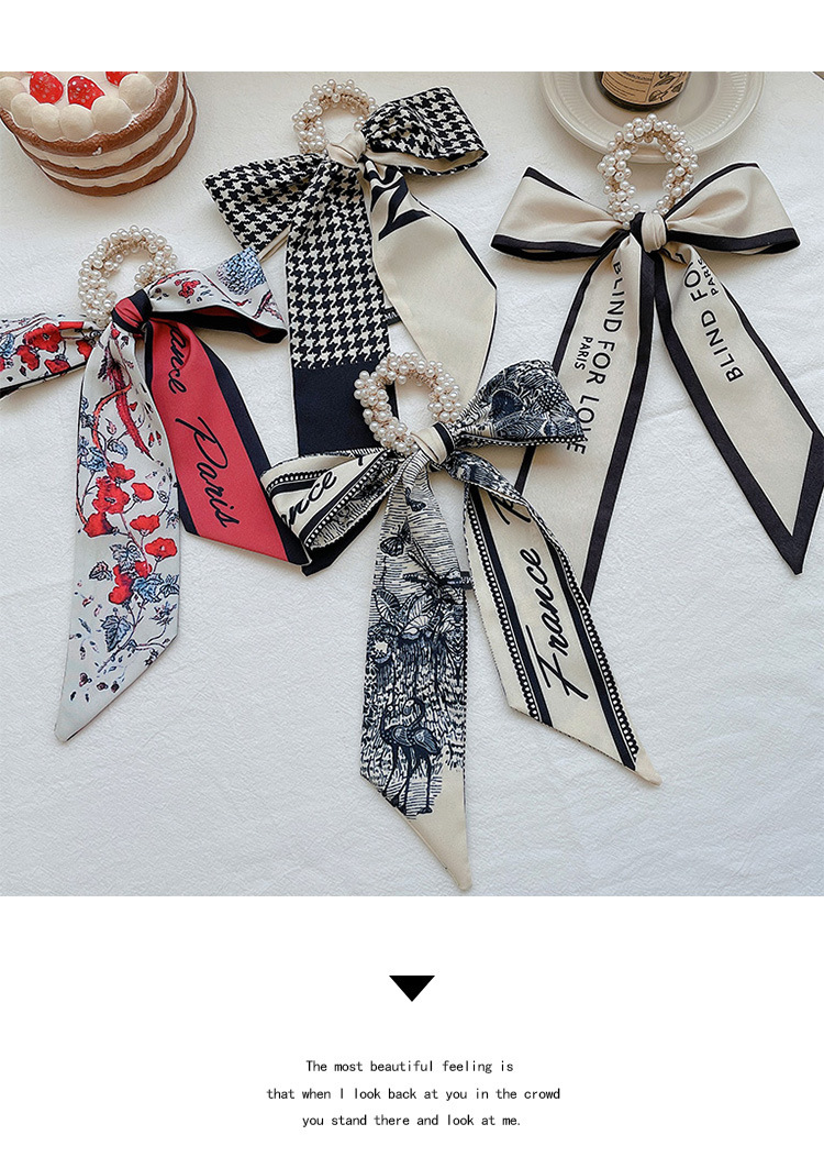 Pearl Hairtie Rubber Band Hair Band Korean Style Large Intestine Hair Rope Lace Strap Bow Hair Accessories Headdress Flower Small Jewelry