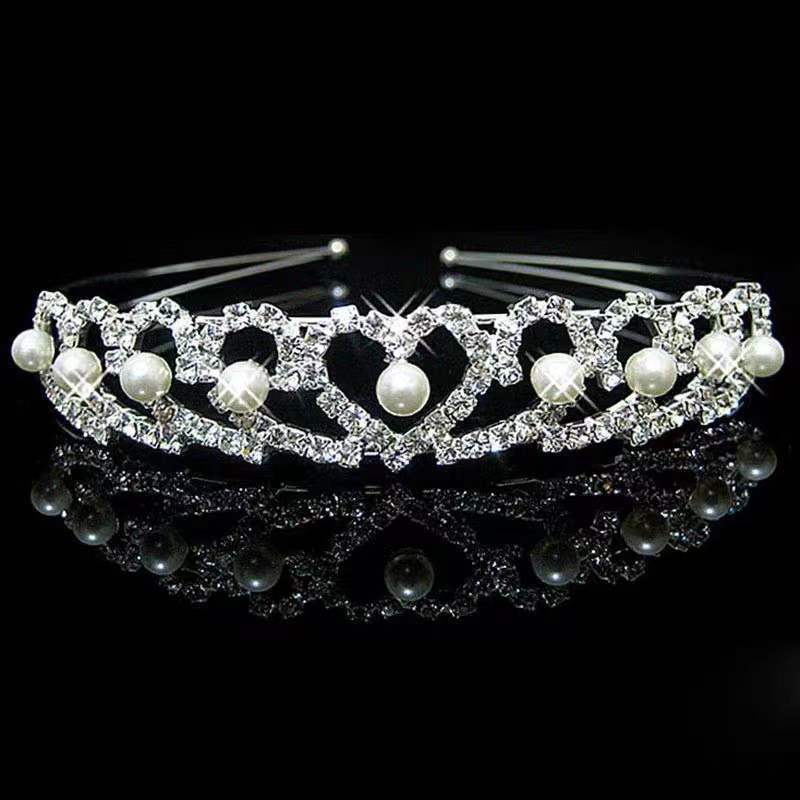 Simple Fashion Korean Bridal Pearl Necklace Three-Piece Set Crown Earrings Bridesmaid Dress All-Match Jewelry