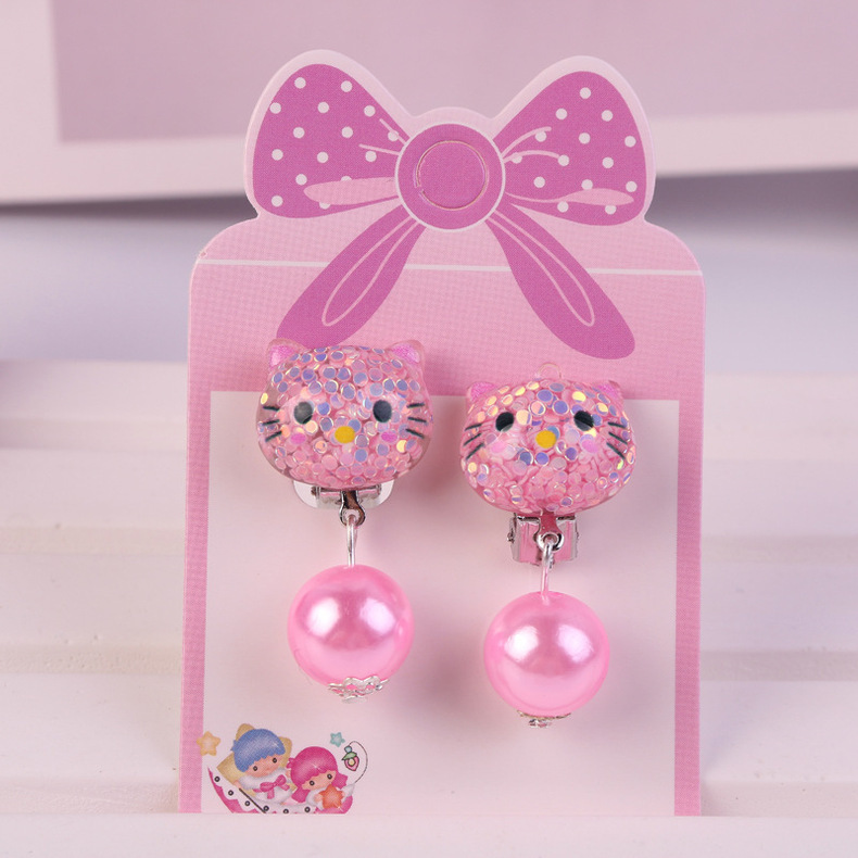 Ear Clip No Pierced Female Children 7 Pairs Jelly Color Cute Pearl Student Jewelry DIY Tassel Ear Clip Long