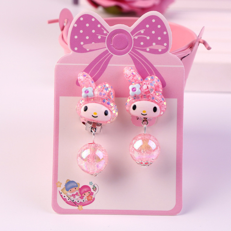 Ear Clip No Pierced Female Children 7 Pairs Jelly Color Cute Pearl Student Jewelry DIY Tassel Ear Clip Long