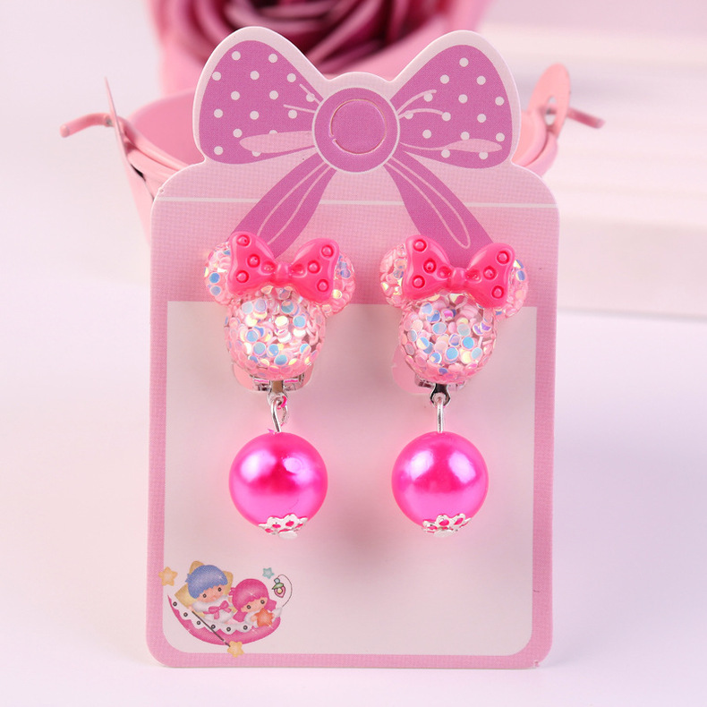 Ear Clip No Pierced Female Children 7 Pairs Jelly Color Cute Pearl Student Jewelry DIY Tassel Ear Clip Long