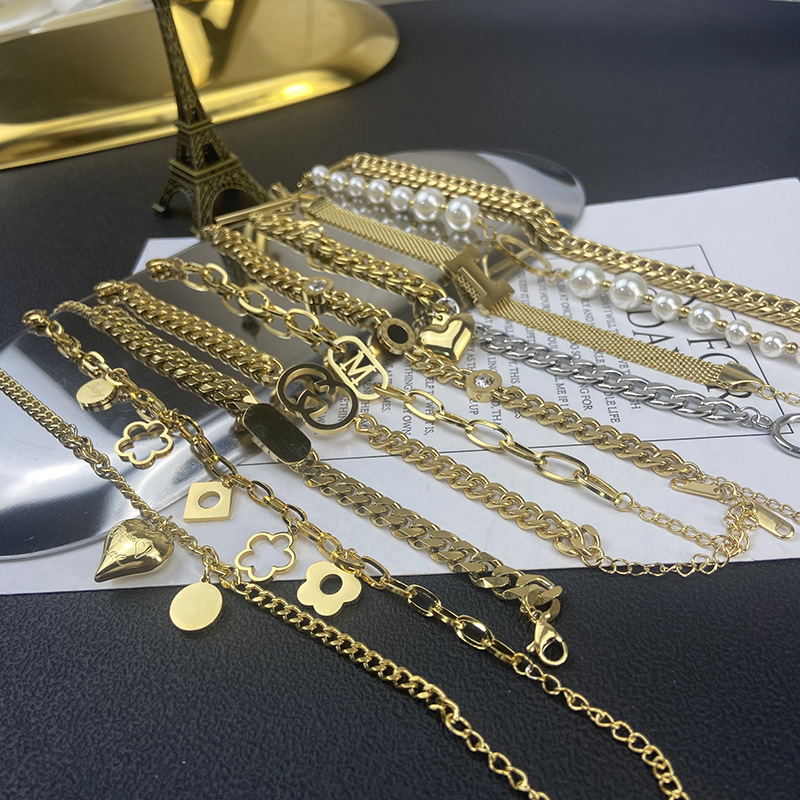 Titanium Steel Bracelet for Women 2022 New Hand Jewelry Natural Pearl Double-Layer Bracelet Ins Style Trendy Fashion Bracelet