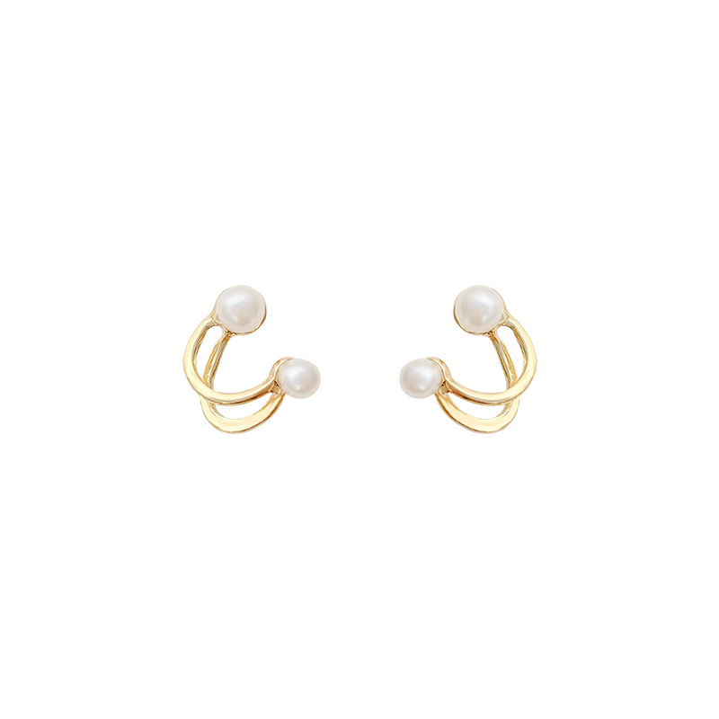 Korean Dongdaemun New Niche Design Stud Earrings for Women Elegant Pearl Earrings Ins Internet Celebrity Personalized Ear Jewelry