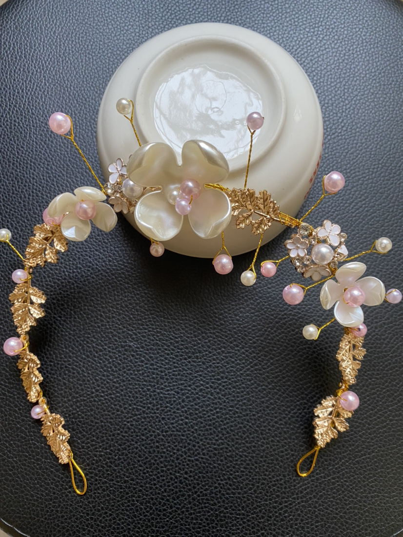 Wedding Headdress Wholesale Bridal Hair Accessories Pearl Ceramic Golden Headband European and American Children&#039;s Headband Girls Jewelry Wholesale