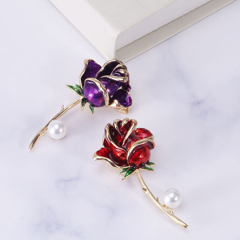 Korean Fashion New Dripping Pearl Rose Brooch Elegant High-End Anti-Exposure Silk Scarf Buckle Jewelry Pin