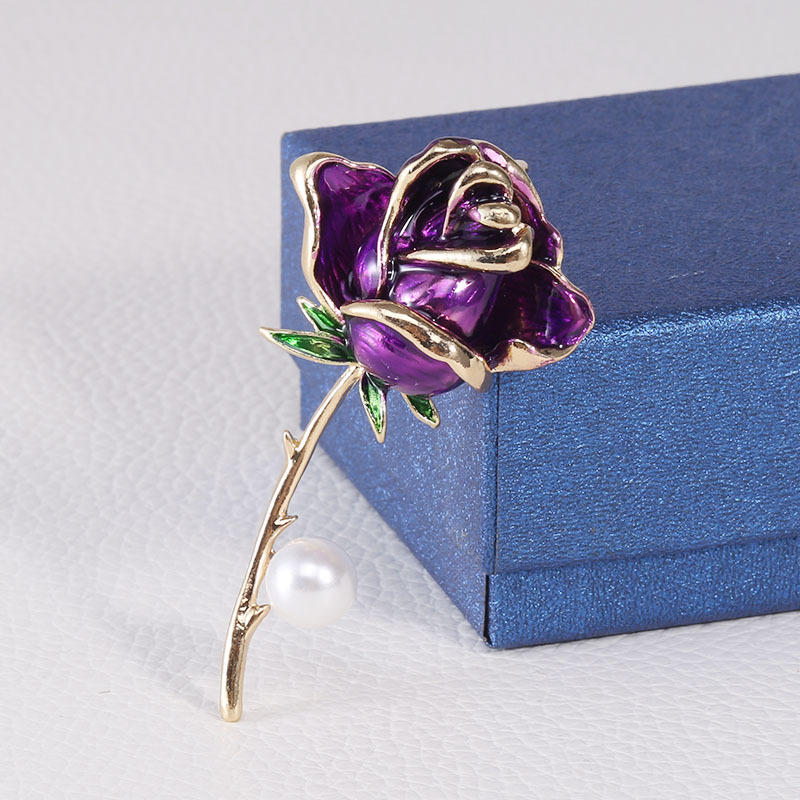 Korean Fashion New Dripping Pearl Rose Brooch Elegant High-End Anti-Exposure Silk Scarf Buckle Jewelry Pin