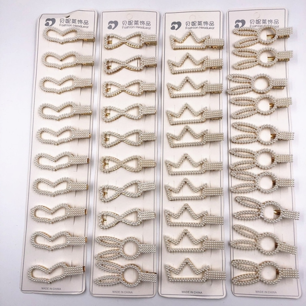 Korean Style Pearl Barrettes Internet Celebrity Same Style Bang Clip Hairpin Press Clip Fashion All-Match 2 Yuan Shop Jewelry Supply Korean Style Pearl Barrettes Internet Celebrity Same Style Bang Clip Hairpin Press Clip Fashion All-Match 2 Yuan Shop Jewelry Supply
