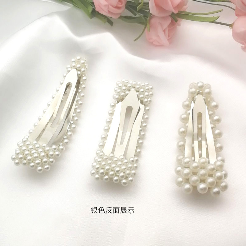 Korean Style Internet Hot Pearl Hairpin Sweet Handmade Beaded BB Clip Square Water Drop Side Clip Jewelry Wholesale
