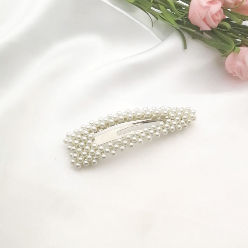 Korean Style Internet Hot Pearl Hairpin Sweet Handmade Beaded BB Clip Square Water Drop Side Clip Jewelry Wholesale
