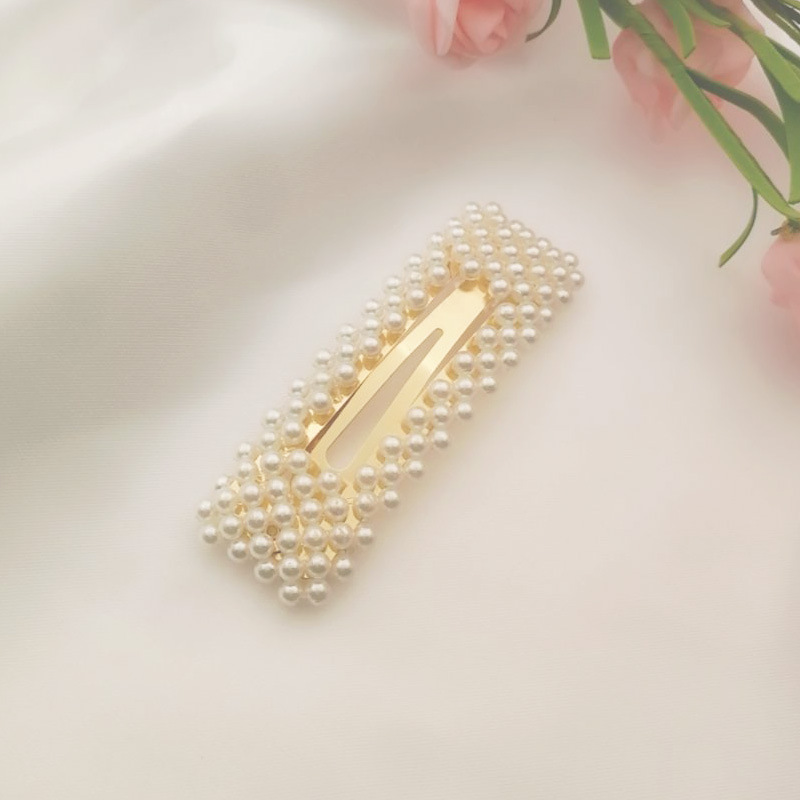 Korean Style Internet Hot Pearl Hairpin Sweet Handmade Beaded BB Clip Square Water Drop Side Clip Jewelry Wholesale
