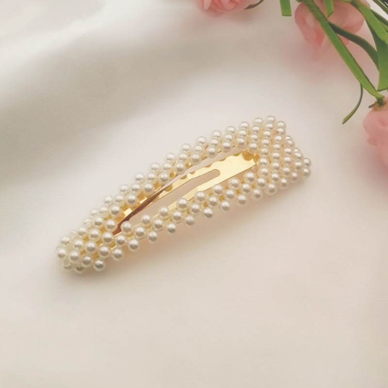 Korean Style Internet Hot Pearl Hairpin Sweet Handmade Beaded BB Clip Square Water Drop Side Clip Jewelry Wholesale