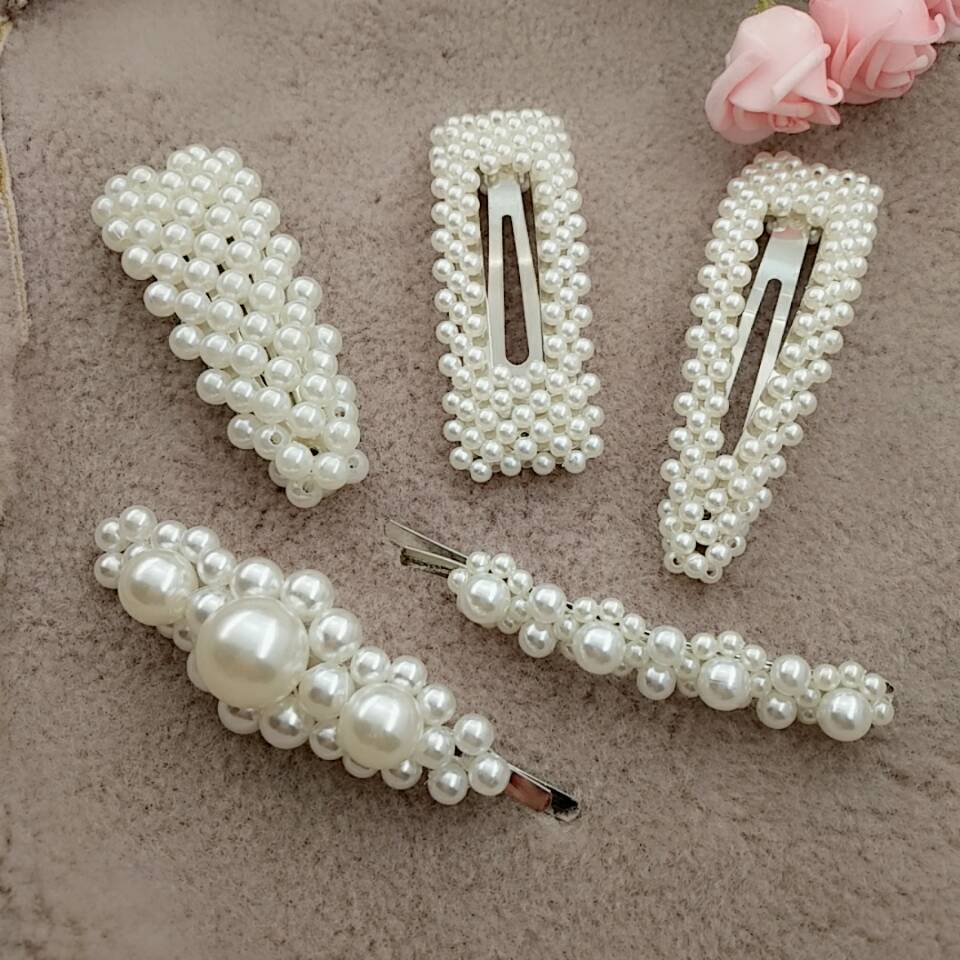 Korean Style Internet Hot Pearl Hairpin Sweet Handmade Beaded BB Clip Square Water Drop Side Clip Jewelry Wholesale