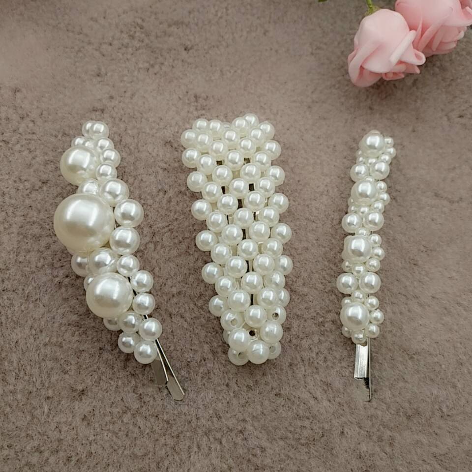Korean Style Internet Hot Pearl Hairpin Sweet Handmade Beaded BB Clip Square Water Drop Side Clip Jewelry Wholesale