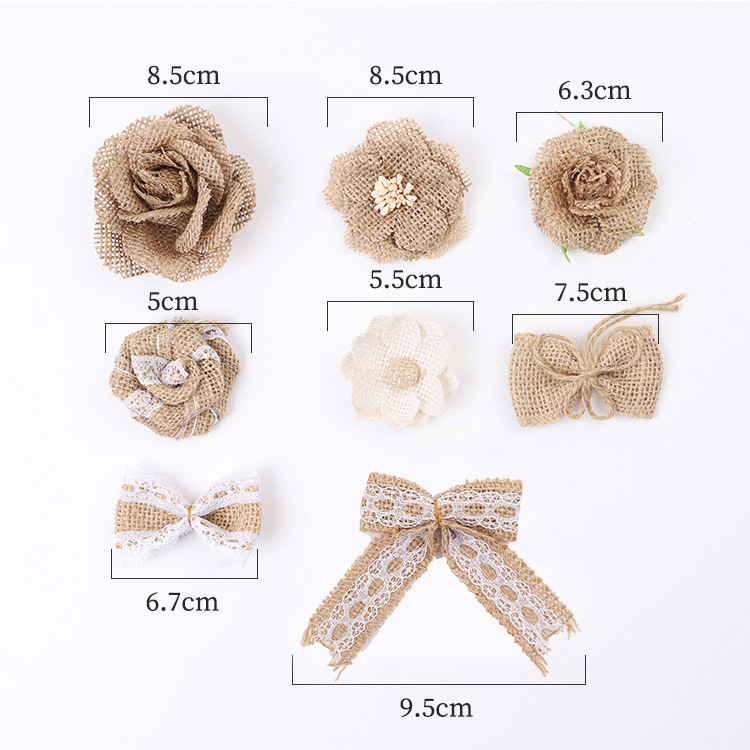 Factory Direct Sales DIY Christmas Party Decoration Set Linen Flower Craft Decoration Accessories Bow