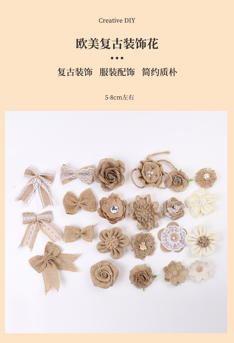 Factory Direct Sales DIY Christmas Party Decoration Set Linen Flower Craft Decoration Accessories Bow