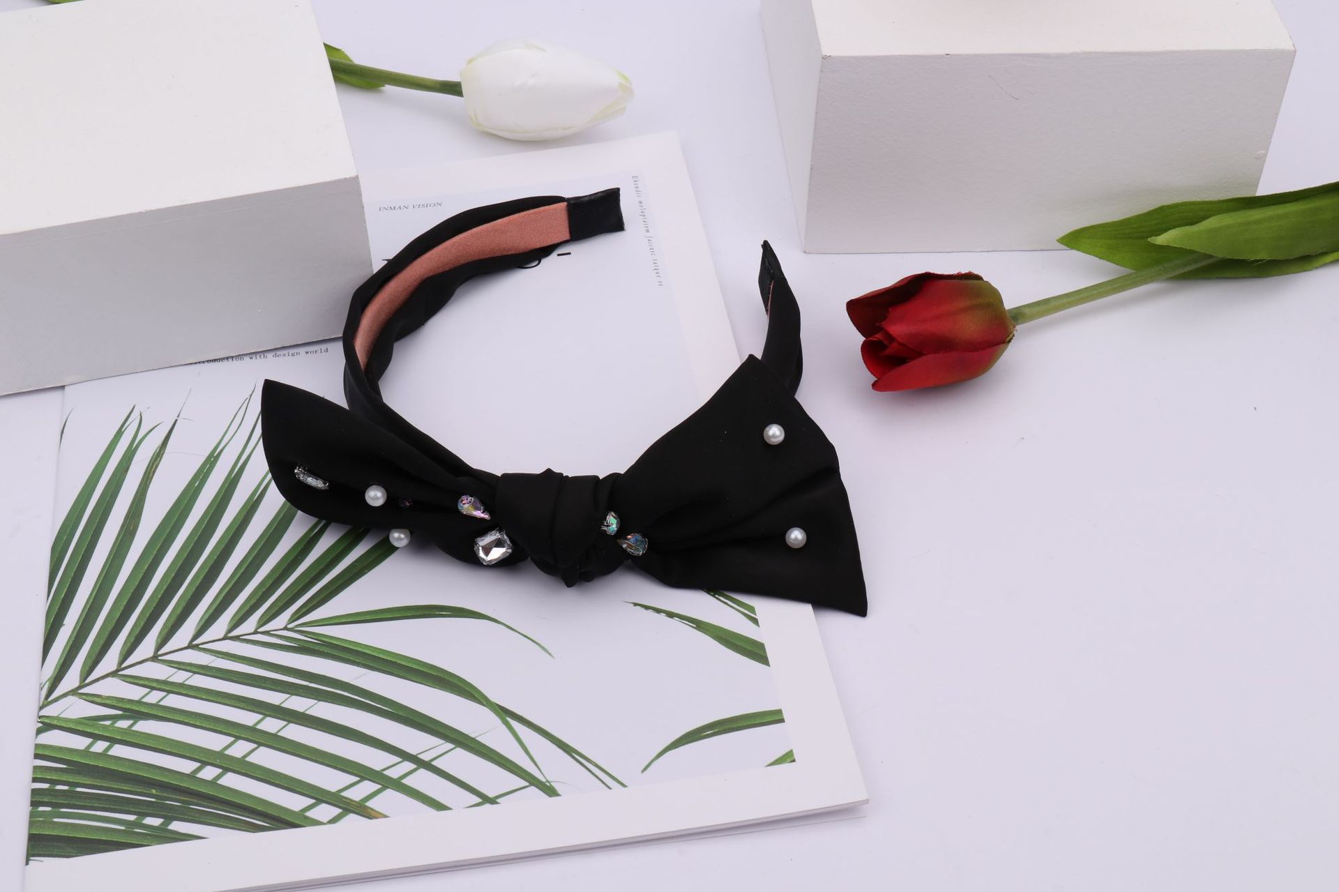 New Fabric Craft Broadside Knotted Hair Hoop Rabbit Ear Bow Hair Accessories Elegant Internet Influencer Pearl Hair Band Headband New Fabric Craft Broadside Knotted Hair Hoop Rabbit Ear Bow Hair Accessories Elegant Internet Influencer Pearl Hair Band Headband