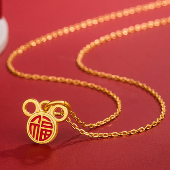 Copper-Plated Gold Inheritance Craft Hollow Blessing Gourd Necklace for Women Alluvial Gold Necklace Imitation Gold Accessories in Stock Wholesale